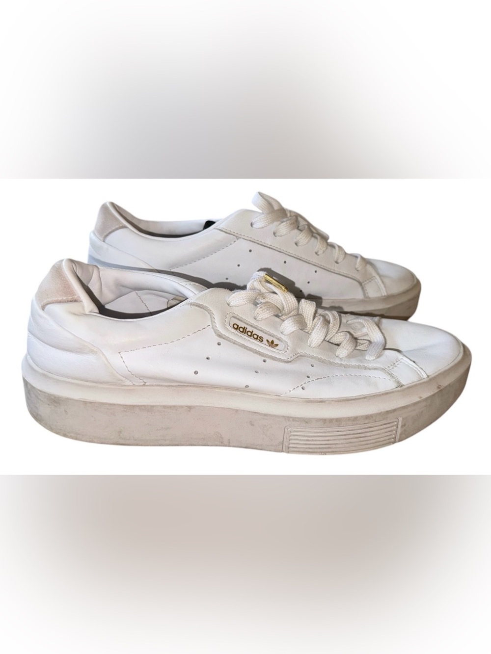 adidas Women’s White Platform Leather Sneakers size 9